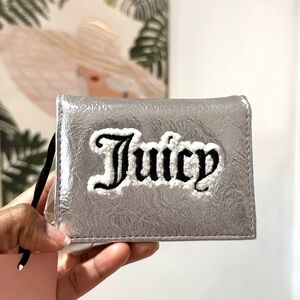 Juicy Couture Metallic Silver Shear Genius Small Structured Bifold Wallet